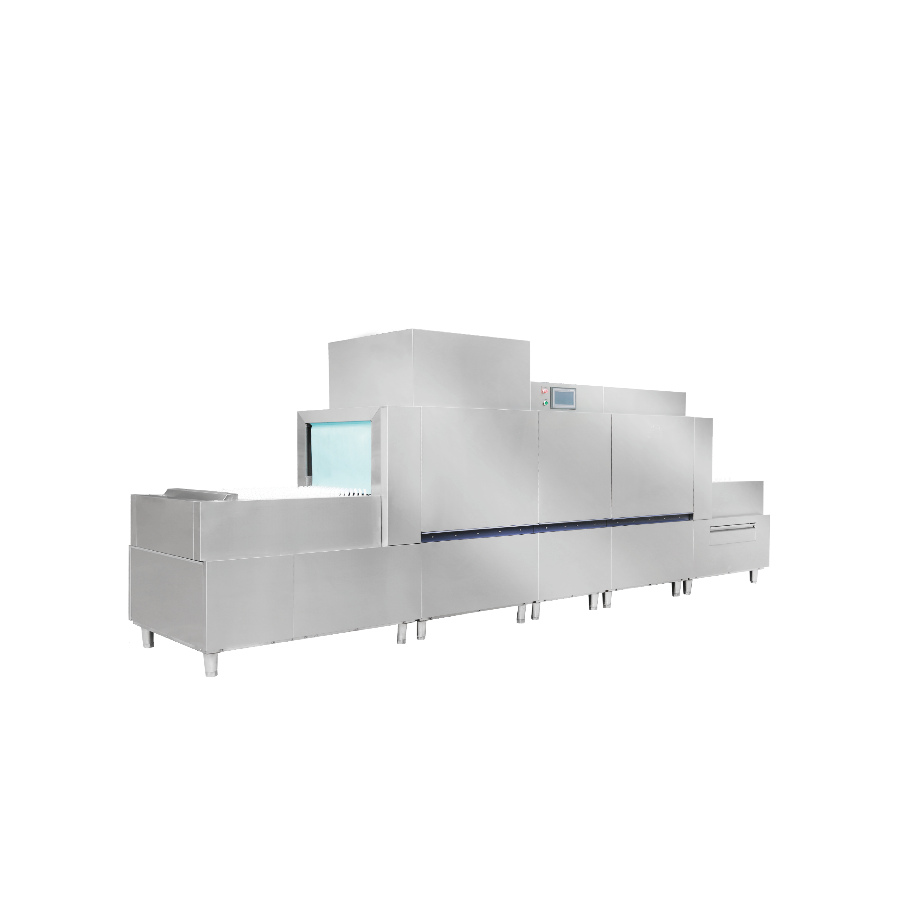 HYL-CK-DW-800C2-HG Flight-Type Dishwasher 4500 Dishes/h with Dryer Pre-Heated Inlet