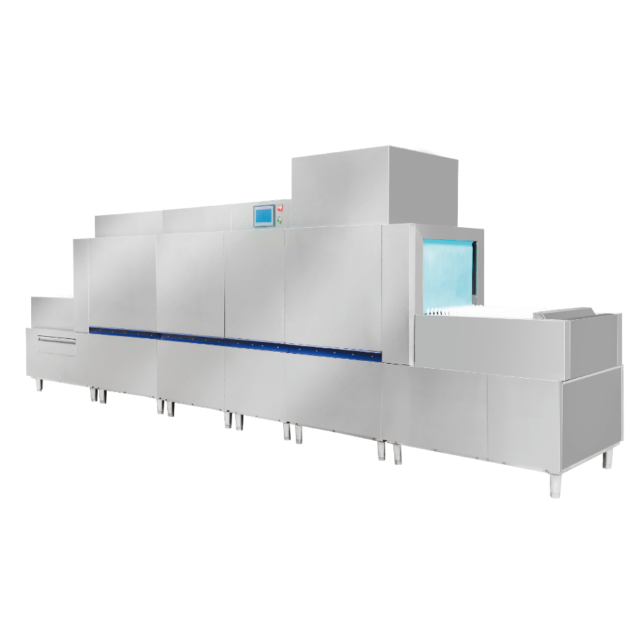 HYL-CK-DW-800G2-HG-CZ Flight-Type Dishwasher 6500 Dishes/h with Dryer and Scrap Removal Pre-Heated Inlet