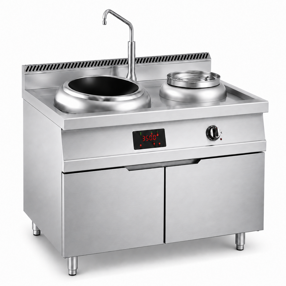 HYL-CK-WR-XSCL03 Western Single-Head Induction Wok Range with Rear Utility Section