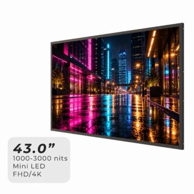 43.0″ Outdoor Dynamic-Backlight MiniLED LCD Module (1000-3000 Nits, FHD / 4K)